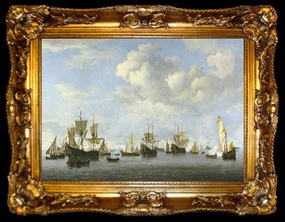 framed  Willem Van de Velde The Younger The Dutch Fleet in the Goeree Straits, ta009-2